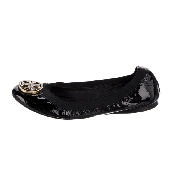 Tory Burch Shoes - Tory Burch Reva black patent Leather Round Toe Flats
